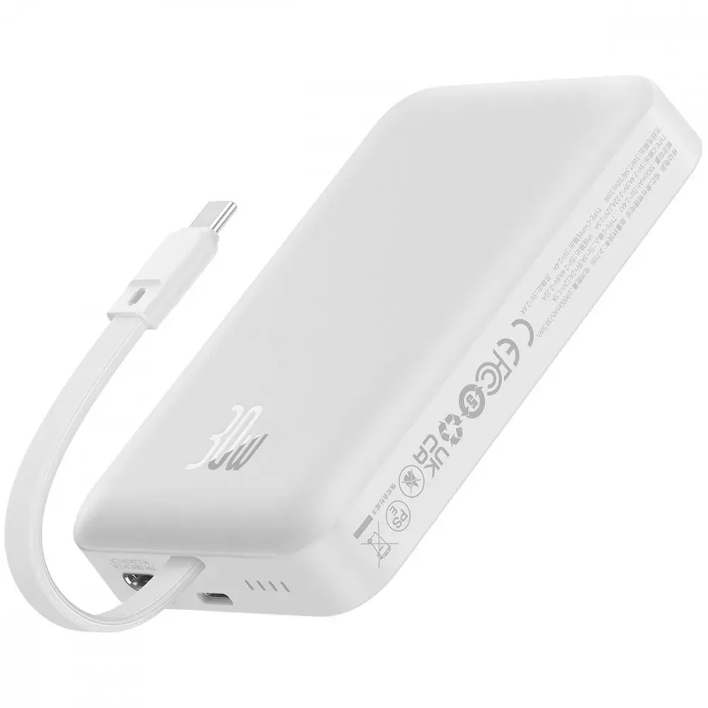 Універсальна мобільна батарея Baseus Magnetic Mini 10000mAh, 30W White (P1002210B223-00) - мініатюра 2