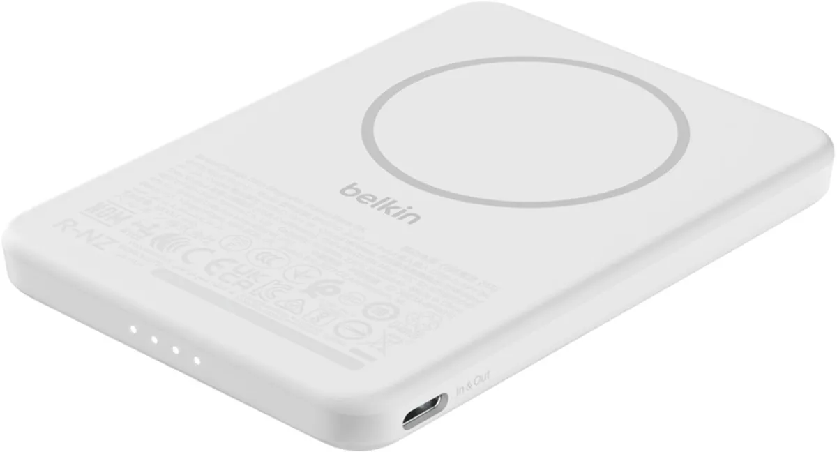 Універсальна мобільна батарея Belkin Power Bank Slim Magnetic 5000mAh 15W White (BPD010HQWH) - мініатюра 3