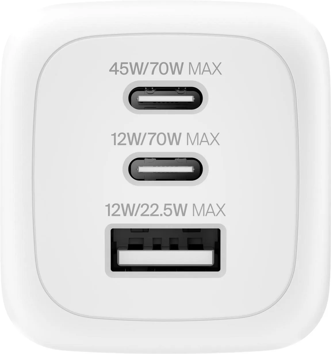 Мережевий зарядний пристрій Belkin BoostCharge Pro 3-Port GaN Wall Charger 70W White (WCH018HQWH) - мініатюра 3