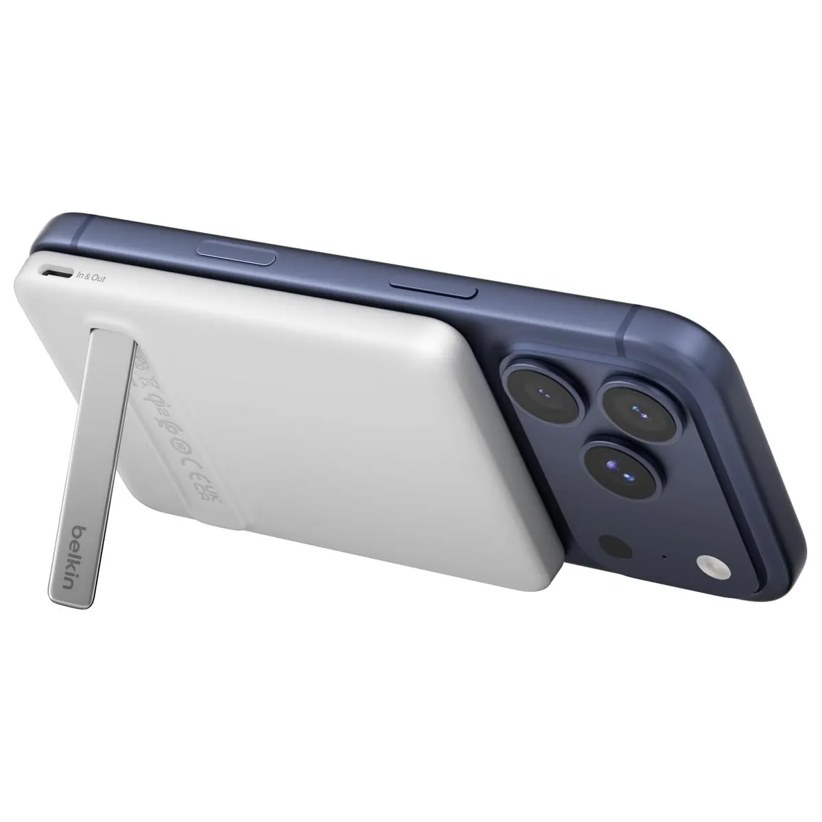 Універсальна мобільна батарея Belkin Magnetic Kickstand 5000mAh 20W White (BPD011HQWH) - зображення 1
