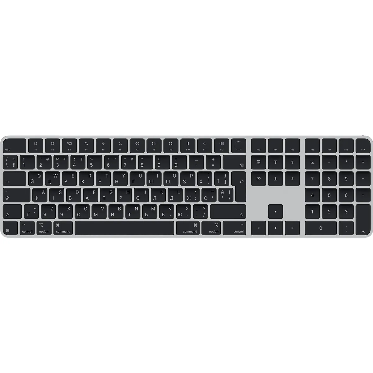 Клавіатура бездротова Apple Magic Keyboard with Touch ID and Numeric Keypad for Mac with Apple silicon Ukrainian Black (MXK83UA/A) - мініатюра 5