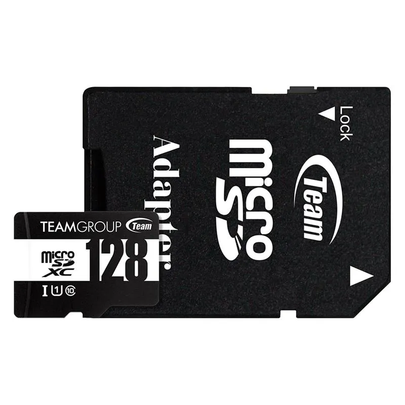 Карта пам`ятi MicroSDHC 128GB UHS-I Class 10 Team Black + SD-adapter (TUSDX128GCL10U03) - зображення 1