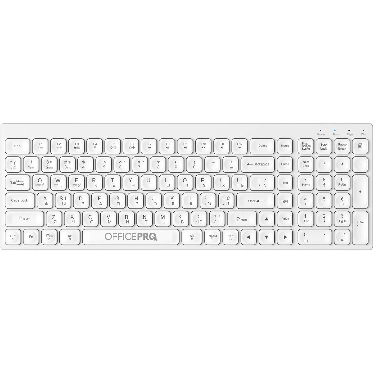 Клавіатура бездротова OfficePro SK985W Bluetooth White - зображення 1