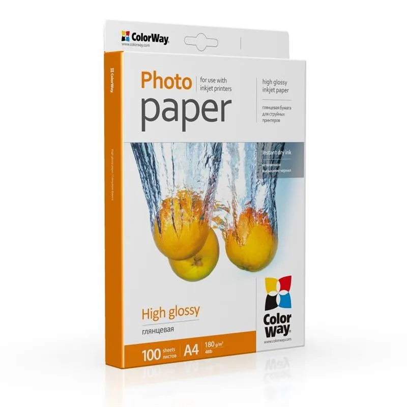 Фотопапір ColorWay глянцевий 180г/м2 A4 100 арк. (PG180100A4) - зображення 1