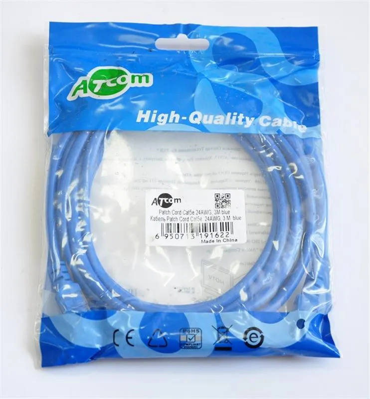 Патч-корд литий, UTP, RJ45, Cat.5e, 3m, синій - мініатюра 2