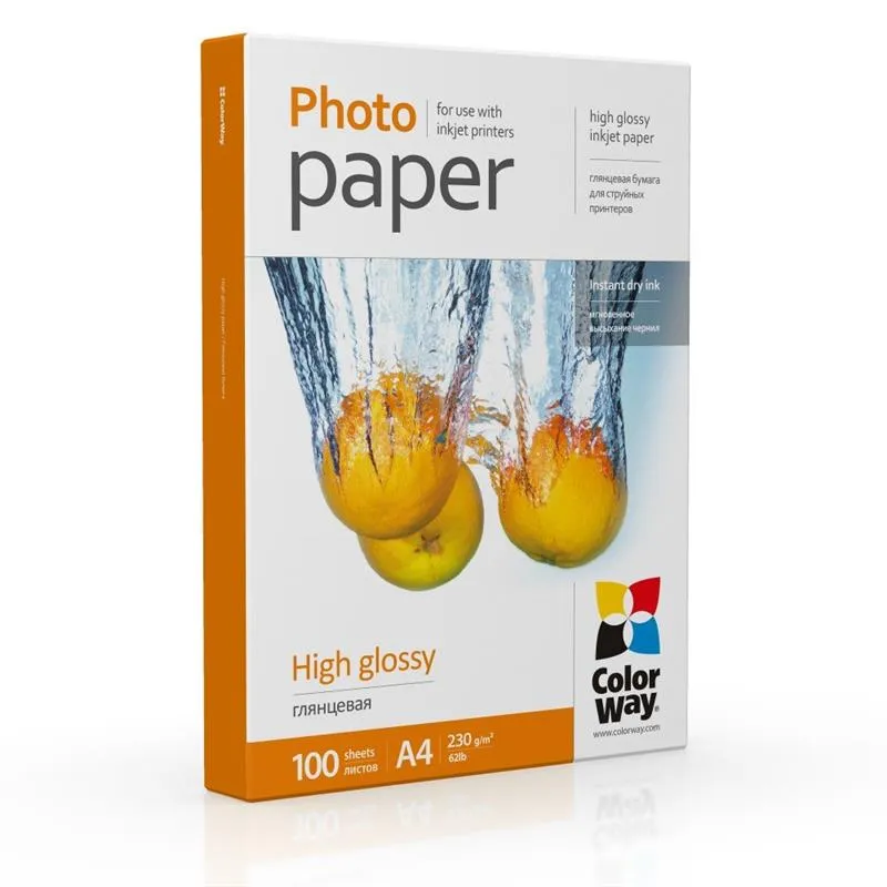 Фотопапір ColorWay глянцевий 230г/м2 A4 100 арк. (PG230100A4) - зображення 1