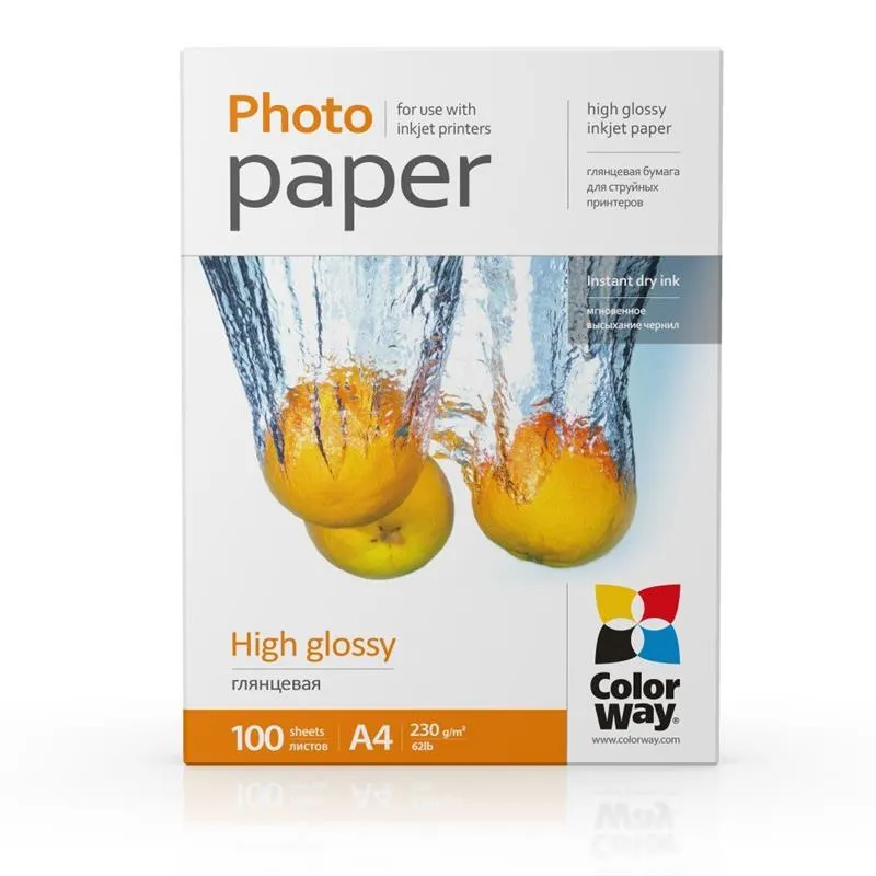 Фотопапір ColorWay глянцевий 230г/м2 A4 100 арк. (PG230100A4) - мініатюра 2