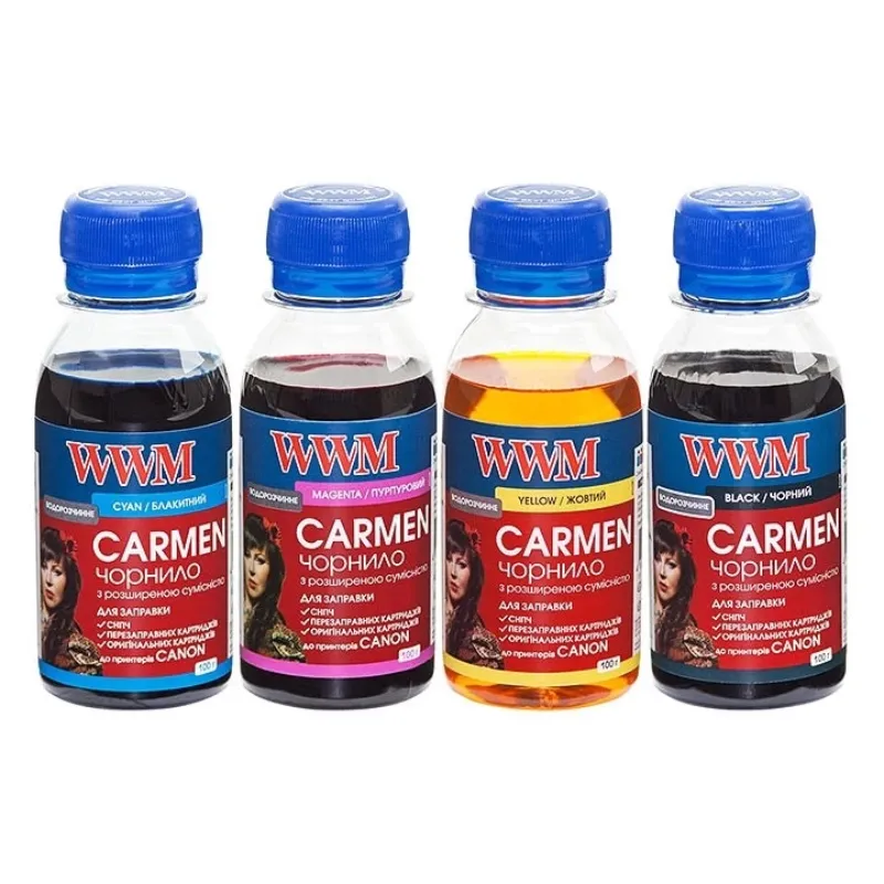 Комплект чорнил WWM Universal Carmen для Сanon серий PIXMA iP/iX/MP/MX/MG В/C/M/Y(CARMEN/SET.4-2) 4*100 - зображення 1