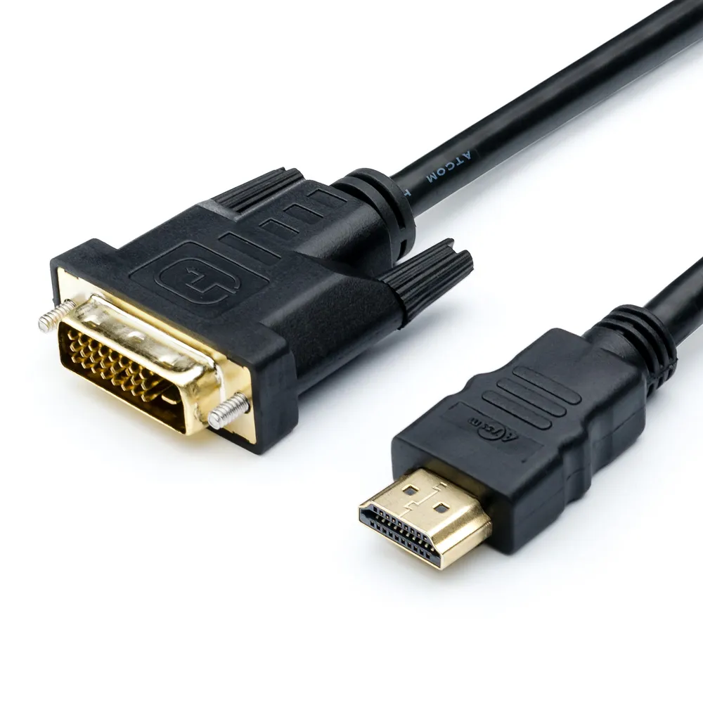 Кабель Atcom HDMI - DVI (M/M), single link, 24+1 pin, ферит, 1.8 м, Black (AT3808) - зображення 1