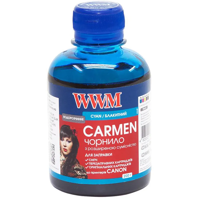 Чорнило WWM Universal Carmen для Сanon серій PIXMA iP/iX/MP/MX/MG Cyan (CU/C) 200г - зображення 1