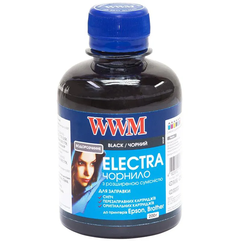 Чорнило WWM EPSON Universal Electra для Epson серій Stylus C/CX, T/TX, S/SX, Stylus Office B/BX, T/TX, Stylus Photo, Stylus Photo R/RX, T/TX, P/PX Black (EU/B) 200г - зображення 1