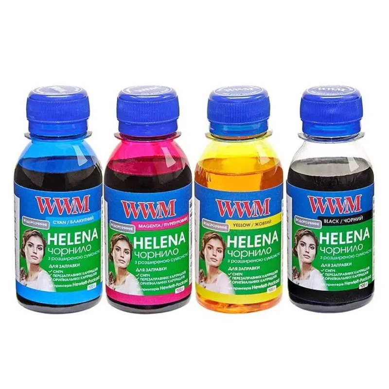 Комплект чорнил WWM HP Universal Helena для картриджей HP № 21,27,54,56,121,122,129,130,131,132,140,901 B/C/M/Y (HELENA.SET-2) - зображення 1