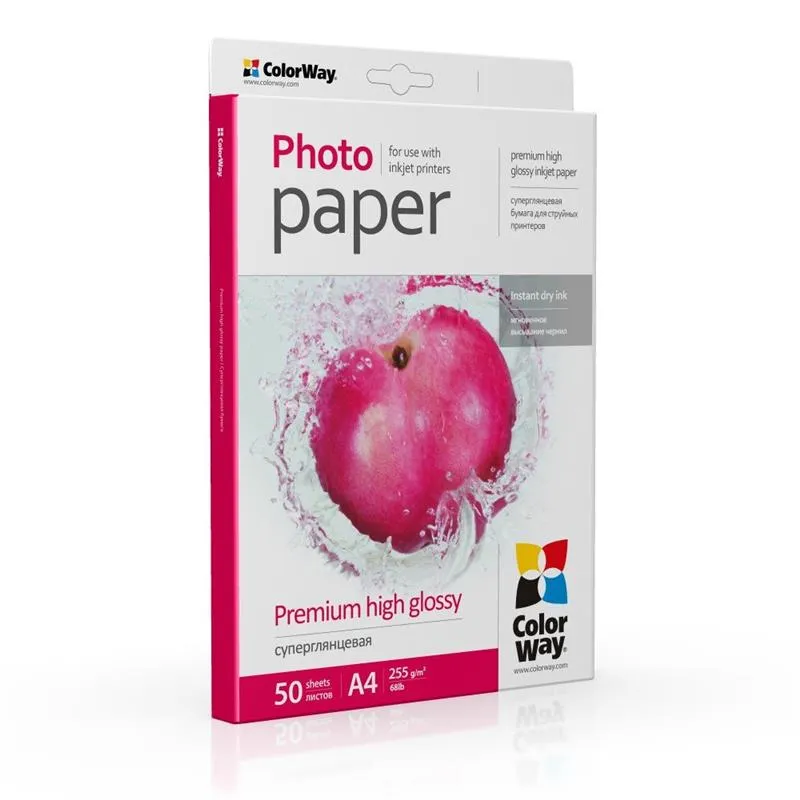 Фотопапiр ColorWay суперглянсовий 255г/м2 A4 50л (PSG255050A4) - зображення 1