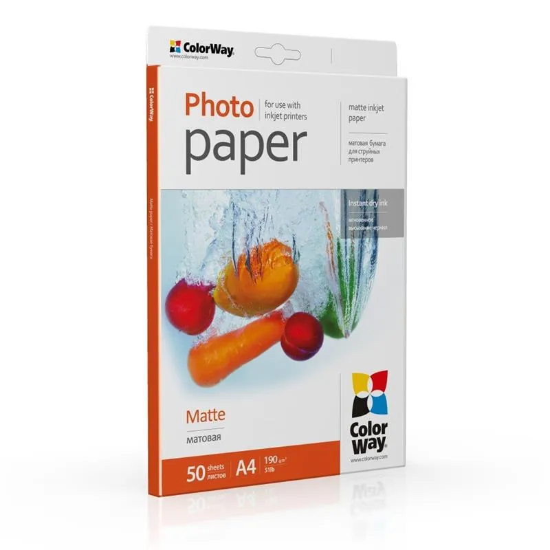 Фотопапір ColorWay матовий 190г/м2 A4 50 арк. (PM190050A4) - зображення 1