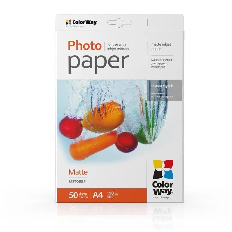 Фотопапір ColorWay матовий 190г/м2 A4 50 арк. (PM190050A4) - мініатюра 2