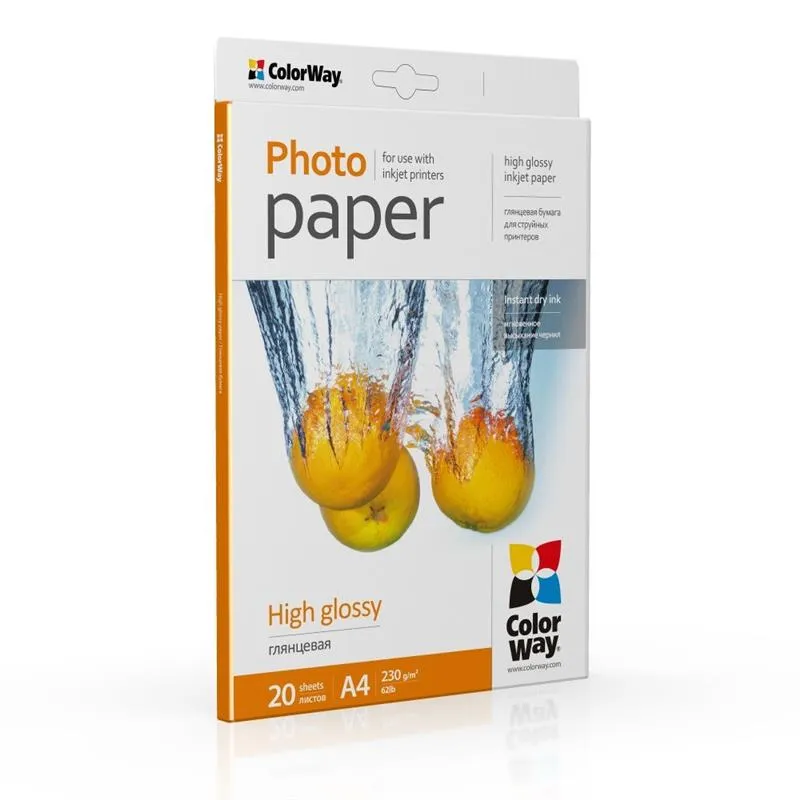 Фотопапір ColorWay глянцевий 230г/м2 A4 20 арк. (PG230020A4) - зображення 1