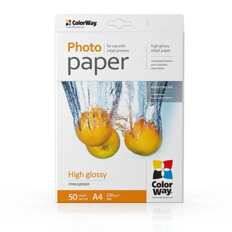 Фотопапір ColorWay глянцевий 230г/м2 A4 50 арк. (PG230050A4) - зображення 1