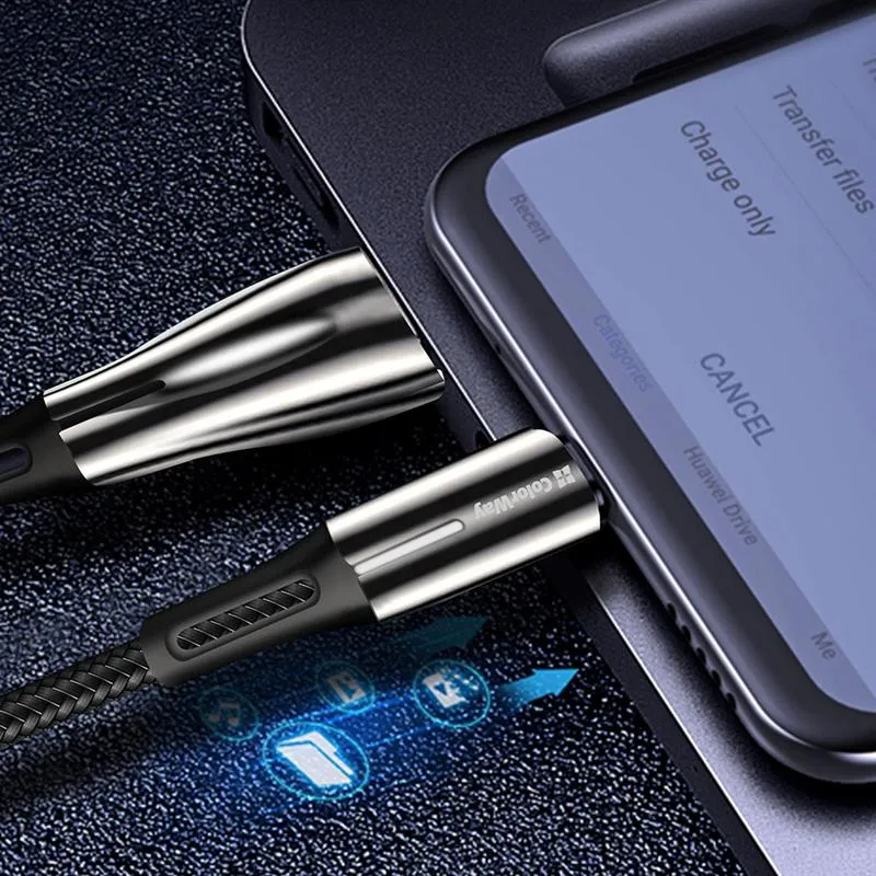 Кабель ColorWay USB - Lightning (M/M), 2.4 А, Zinc Alloy + Led, 1 м, Black (CW-CBUL035-BK) - мініатюра 5