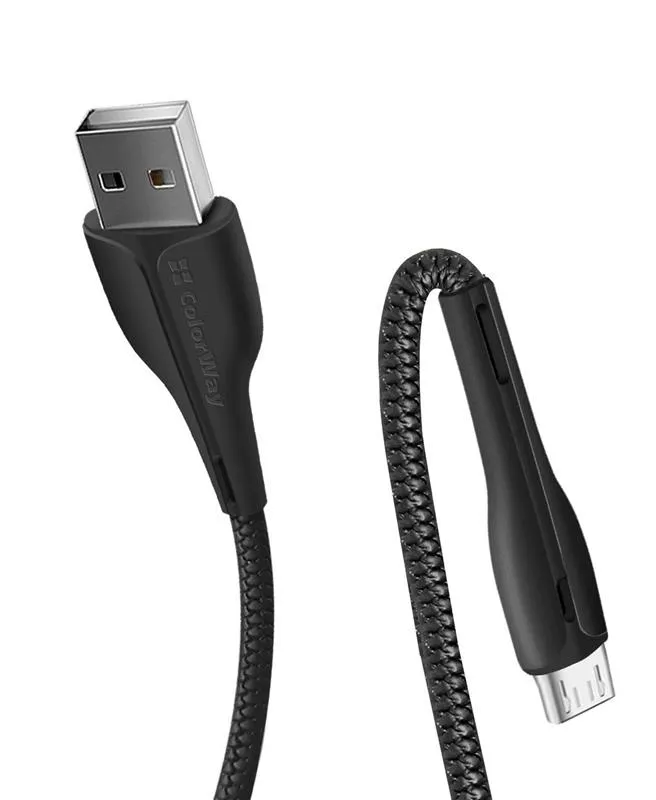 Кабель ColorWay USB - micro USB (M/M), PVC + Led, 2.4 А, 1 м, Black (CW-CBUM034-BK) - мініатюра 3
