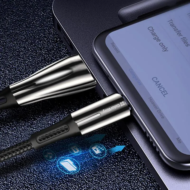 Кабель ColorWay USB - micro USB (M/M), Zinc Alloy + Led, 2.4 А, 1 м, Black (CW-CBUM035-BK) - мініатюра 6