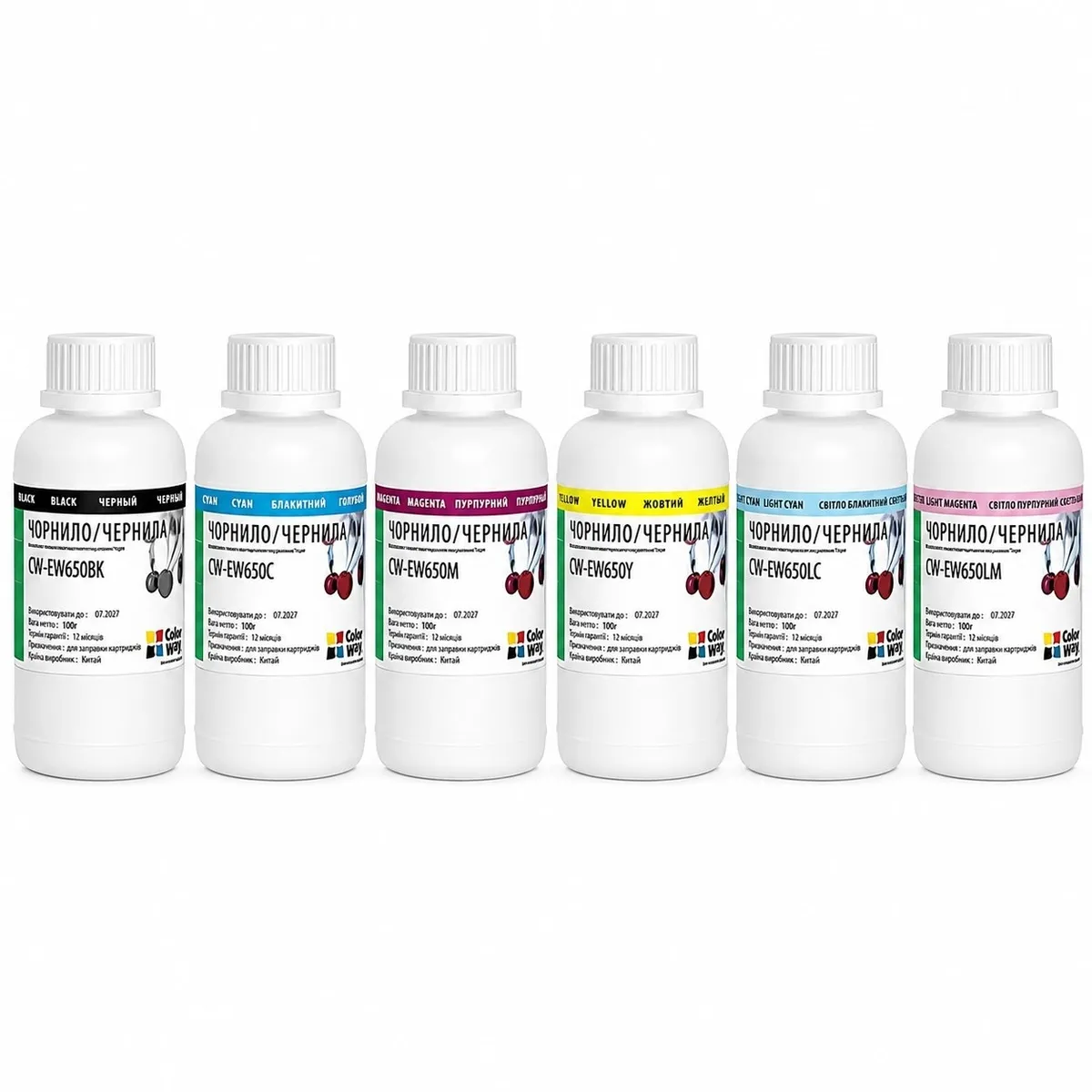Комплект чорнил ColorWay Epson TX650 BK/С/LC/LM/M/Y (ColorWay-EW650SET02) 6*200г - зображення 1