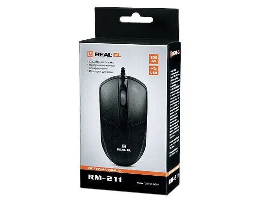 Миша REAL-EL RM-211 Black USB - зображення 1