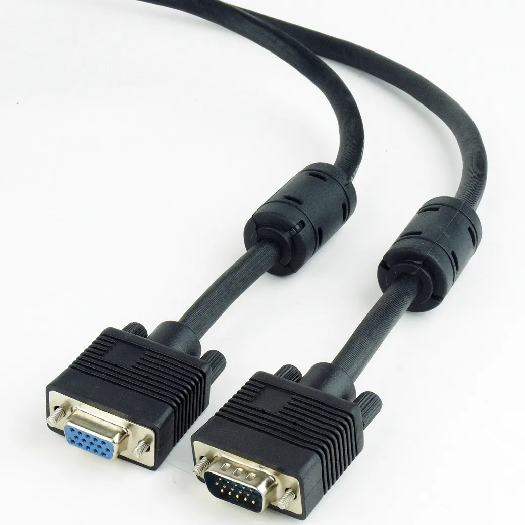 Кабель подовжувач Cablexpert VGA -VGA (M/F), HD15 з 2-ма фер. кільцями, 1.8 м, чорний (CC-PPVGAX-6B) - мініатюра 4