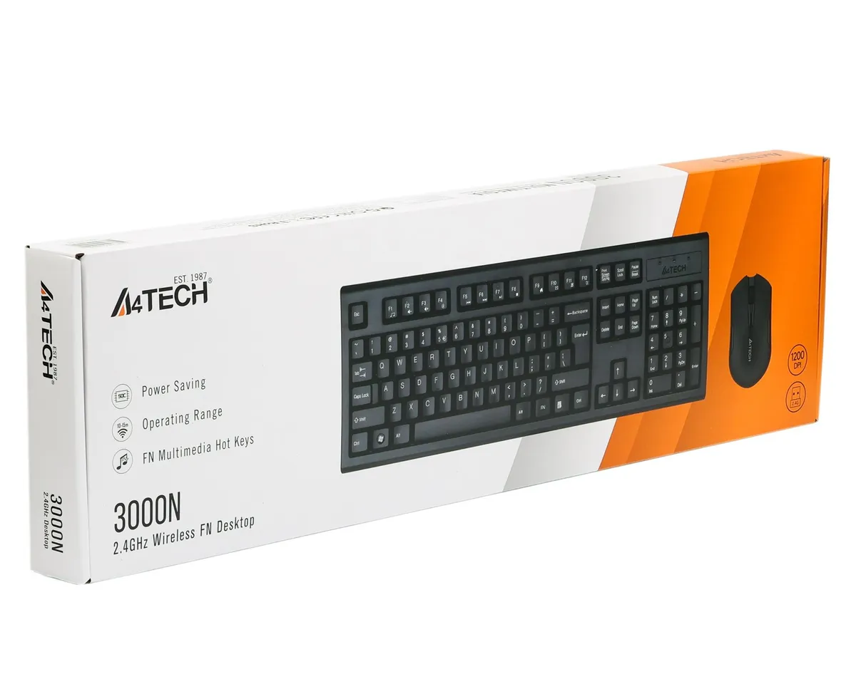 Комплект (клавіатура, миша) бездротовий A4Tech 3000N Black USB - мініатюра 2