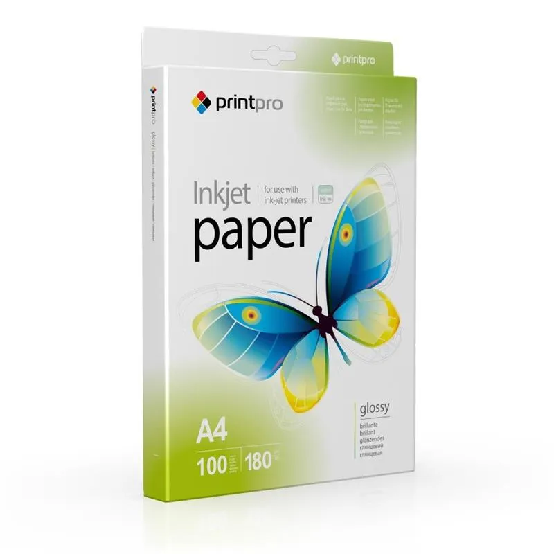 Фотопапір PrintPro глянцевий 180г/м2 A4 100арк (PGE180100A4) - зображення 1