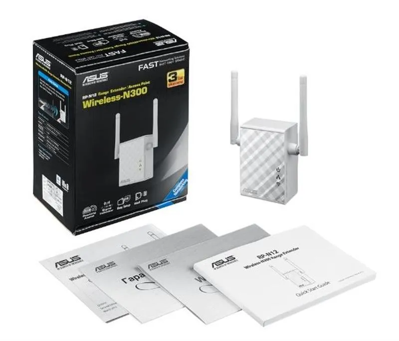 Повторювач/розширювач WiFi сигналу Asus RP-N12 (90IG01X0-BO2100) - мініатюра 6