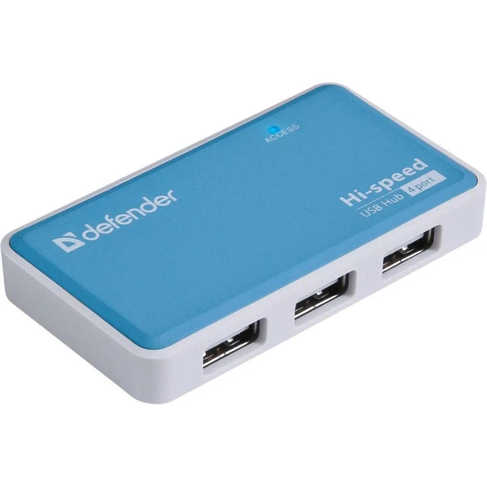 Концентратор USB2.0 Defender Quadro Power Blue (83503) 4хUSB2.0 + бж - мініатюра 5