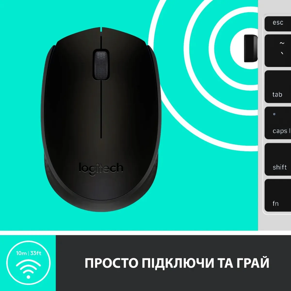 Миша бездротова Logitech M170 Grey/Black (910-004642) - мініатюра 6