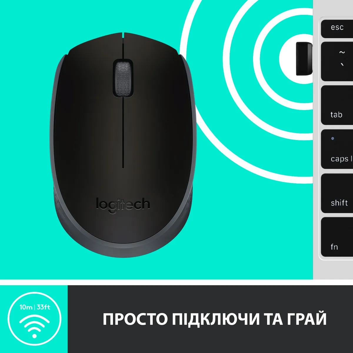 Миша бездротова Logitech M171 Grey/Black (910-004424) - мініатюра 7