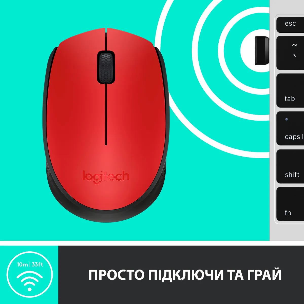 Миша бездротова Logitech M171 Red/Black (910-004641) - мініатюра 7