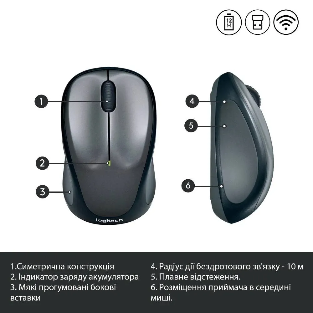 Миша бездротова Logitech M235 Grey (910-002201) - мініатюра 2