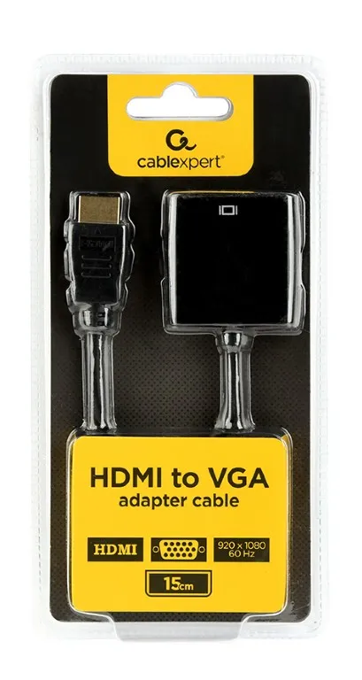 Адаптер Cablexpert HDMI - VGA V 1.4 (M/F), 0.15 м, чорний (A-HDMI-VGA-04) блістер - мініатюра 3