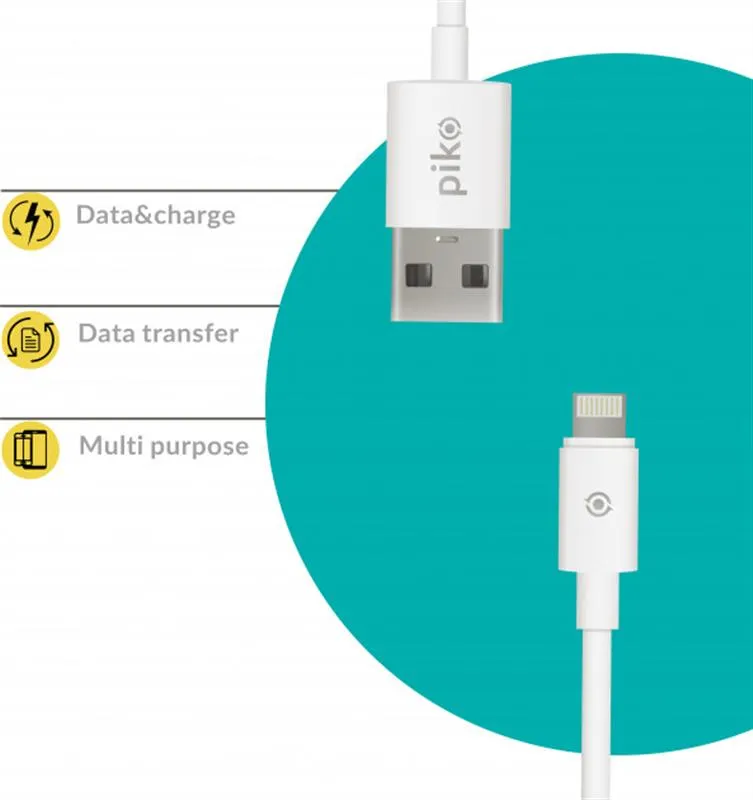Кабель Piko CB-UL12 USB - Lightning (M/M), 2 м, White (1283126493867) - зображення 1