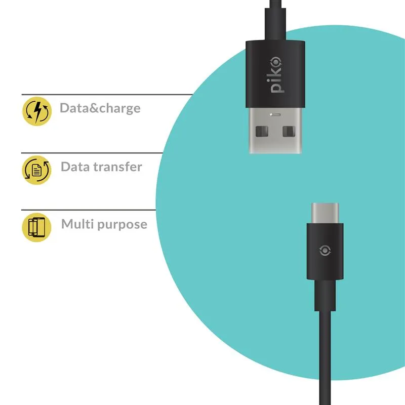 Кабель Piko CB-UT11 USB - USB Type-C (M/M), 1.2 м, Black (1283126489174) - мініатюра 2