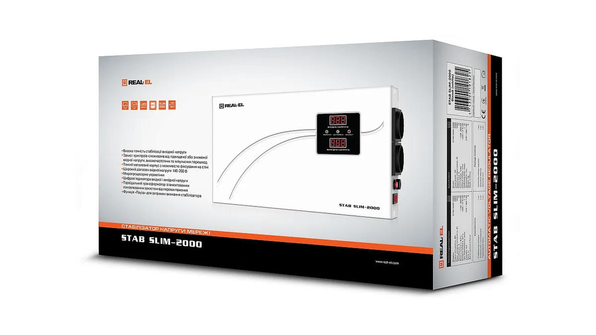 Стабілізатор REAL-EL Stab Slim-1000 White - мініатюра 6