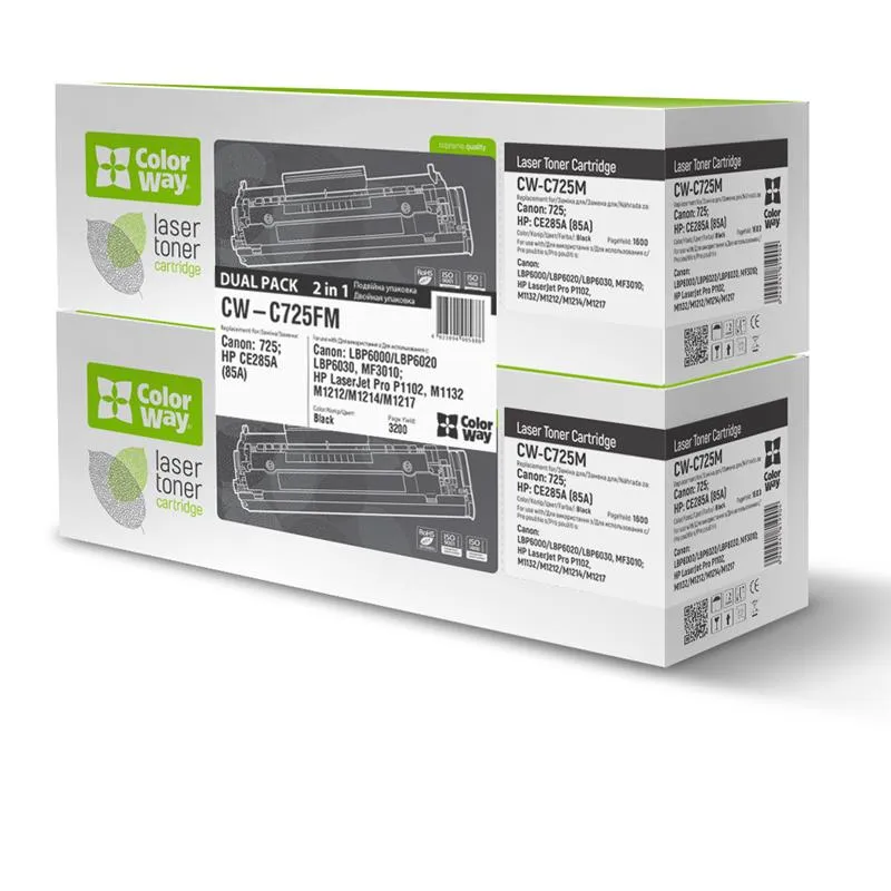 Картридж ColorWay (ColorWay-C725FM) Canon LBP-6000/6020/MF3010 Black (CE285A/Canon 725) Dual Pack - мініатюра 2