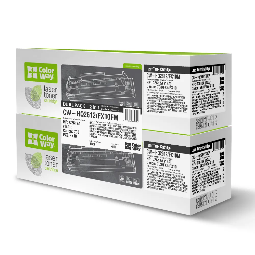 Картридж ColorWay (ColorWay-HQ2612/FX10FM) HP LJ 1010/Canon MF4018/4120 Universal (Q2612A/Canon 703/FX10) Dual Pack - мініатюра 2