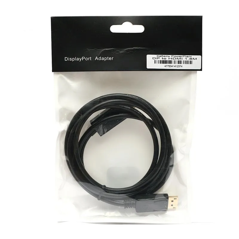 Кабель PowerPlant (KD00AS1237) DisplayPort-HDMI, 1.8м, Black - мініатюра 2