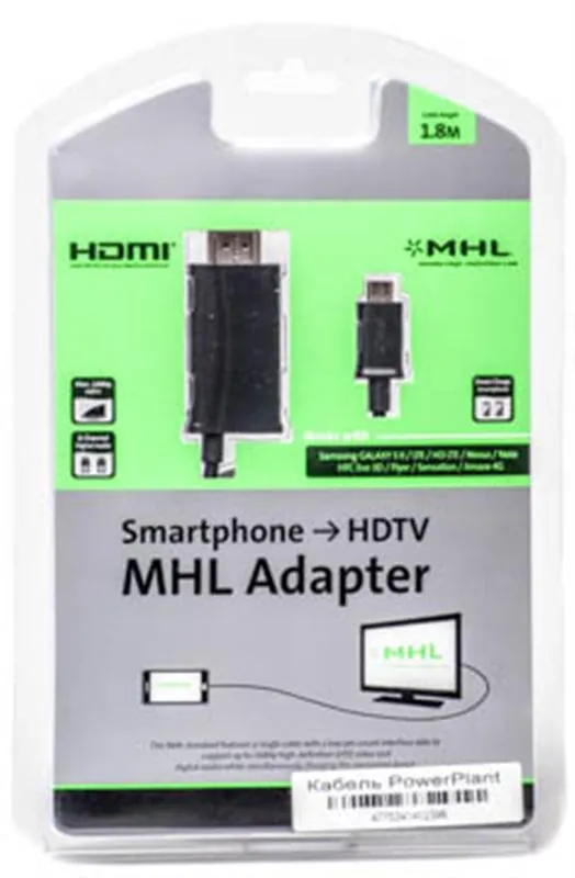 Кабель PowerPlant (KD00AS1239) microUSB-HDMI, 1.8м, Black - зображення 1