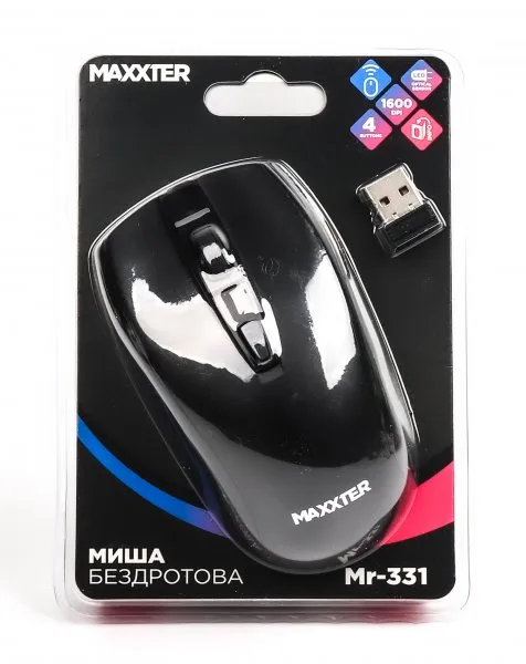 Миша бездротова Maxxter Mr-331 Black - зображення 1