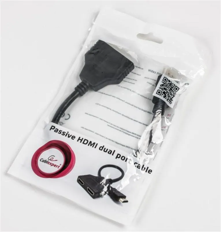 Кабель-розгалужувач Cablexpert HDMI - 2хHDMI (M/F), 0.3 м, Black (DSP-2PH4-04) - мініатюра 3