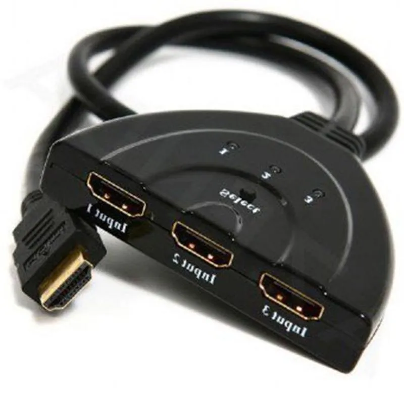 Перемикач HDMI-інтерфейсу Cablexpert HDMI - 3хHDMI V 1.4 (M/F), 0.5 м, чорний (DSW-HDMI-35) блістер - зображення 1