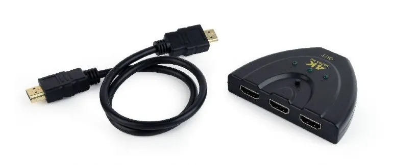 Перемикач HDMI-інтерфейсу Cablexpert HDMI - 3хHDMI V 1.4 (M/F), 0.5 м, чорний (DSW-HDMI-35) блістер - мініатюра 2
