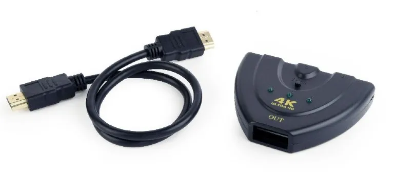 Перемикач HDMI-інтерфейсу Cablexpert HDMI - 3хHDMI V 1.4 (M/F), 0.5 м, чорний (DSW-HDMI-35) блістер - мініатюра 3