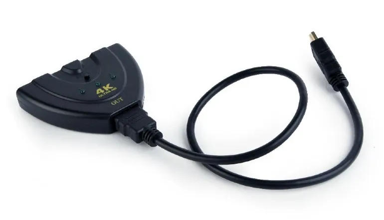 Перемикач HDMI-інтерфейсу Cablexpert HDMI - 3хHDMI V 1.4 (M/F), 0.5 м, чорний (DSW-HDMI-35) блістер - мініатюра 4
