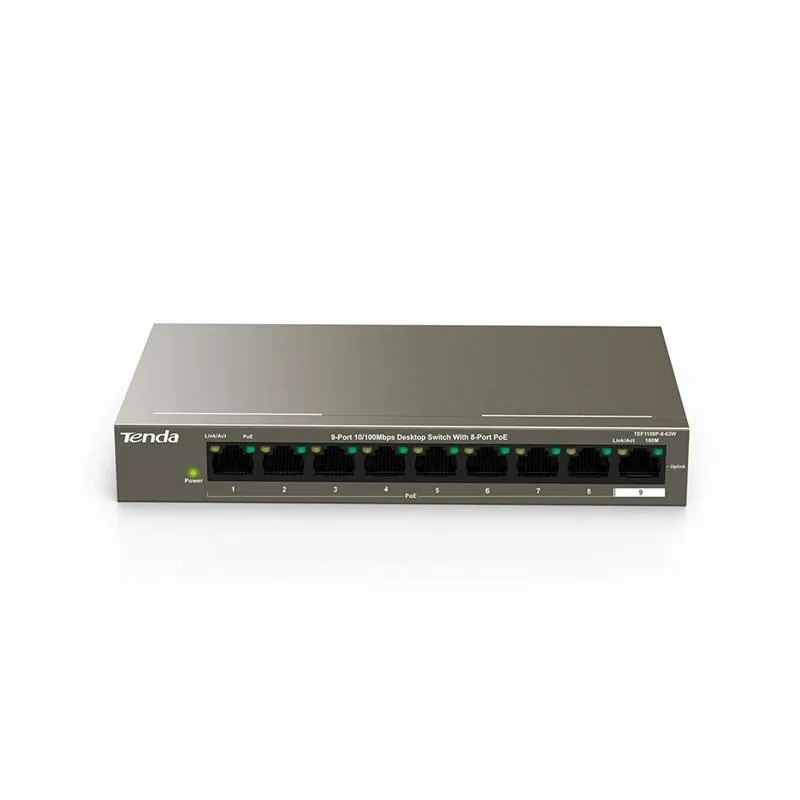 Комутатор Tenda TEF1109P-8-63W - зображення 1